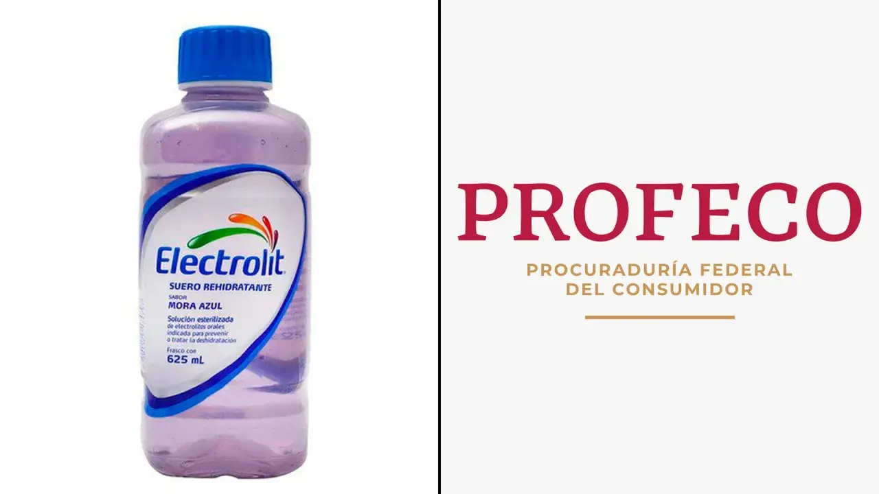 Suero rehidratante Electrolit, solución de electrolitos orales para prevenir deshidratación. PROFECO.