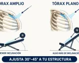 Press inclinado que trabaja con diferente inclinación para tórax amplio y plano. Ajusta el ángulo a tu estructura.
