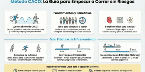 Guía para correr y andar a intervalos. Muestra el método CACO, sus beneficios, estructura de sesión y recomendaciones para principiantes.