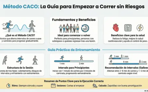 Guía para correr y andar a intervalos. Muestra el método CACO, sus beneficios, estructura de sesión y recomendaciones para principiantes.