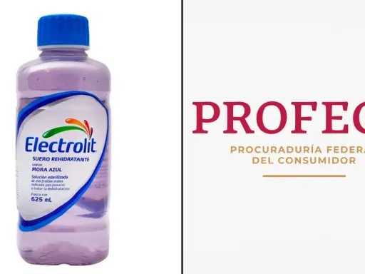 Suero rehidratante Electrolit, solución de electrolitos orales para prevenir deshidratación. PROFECO.